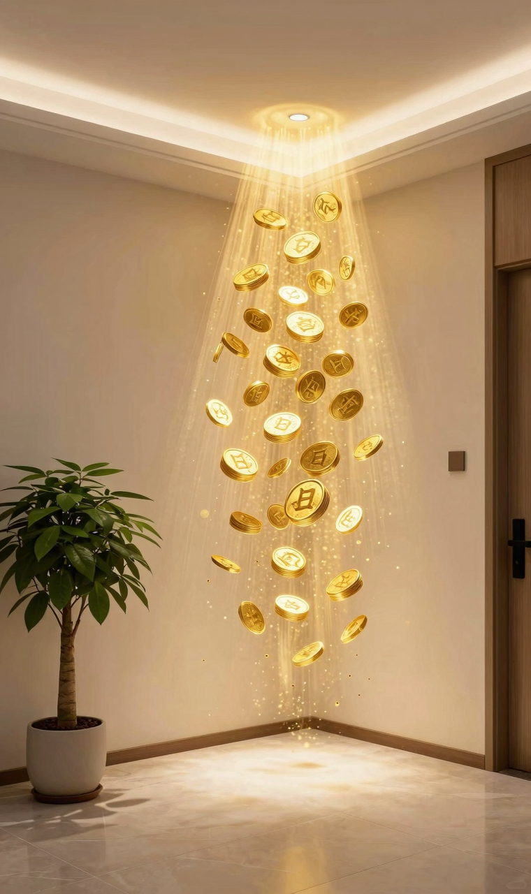 入户门明财位寻找方法示意图