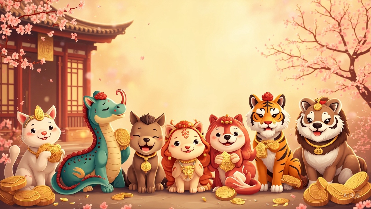 十二生肖财运插画